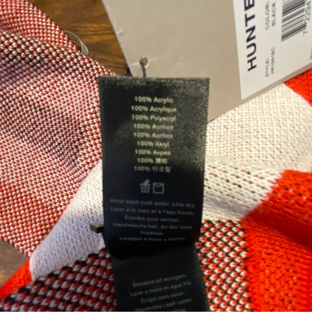 HUNTER New Red White Black Logo Knit Scarf Rectangle - Picture 16 of 16